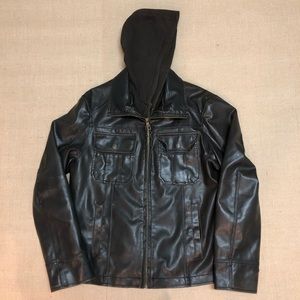 🌟R & O Men's Brown Faux Leather Hoodie🌟